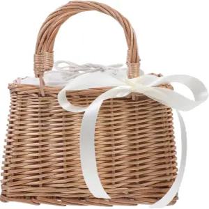 카빌록 플라워 걸 바구니 - 라탄 위커 손잡이가 달린 작은 직조 피크닉 결혼식용 여성용 빨대 토트 정원