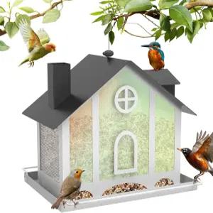 야외용 플로아폴리 새 모이통 무지개 아크릴 패널이 있는 장식용 대형 일 년 내내 깃털 달린 친구를