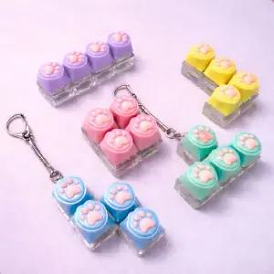 냥젤리 테트리스 딸깍이 키링 4구 키보드 고양이 키캡 클릭커 귀여운 열쇠고리