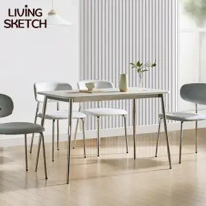 [리빙스케치] 메리포핀 1200 테이블 사각 4인 식탁 실버 프레임 업소용 테이블