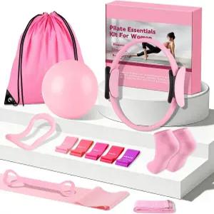 여성용 파티싱크 13/15Pcs 필라테스 키트 매직 서클 볼 저항 밴드가 있는 홈 운동용 장비 근력 토닝 및