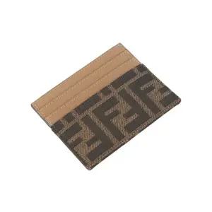 [중고명품] 8M0445 브라운 FF 자카드 패브릭 플랫 카드 카드지갑 36565