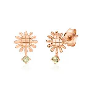 18K 볼륨 플라워 해바라기 페리도트 탄생화 귀걸이 한쌍 NPE31847