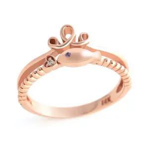 18K 물고기 왕관 탄생석 2월 자수정 레이어드 반지 SRS31758