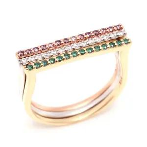 18K 슬림 라운딩 1.1mm 컬러큐빅 하프밴드 실반지 3종 세트 NPR29765
