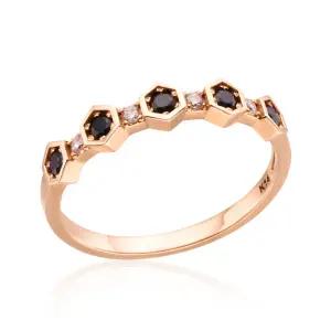 18K 허니콤 라인큐빅 블랙 반지 RSS29683