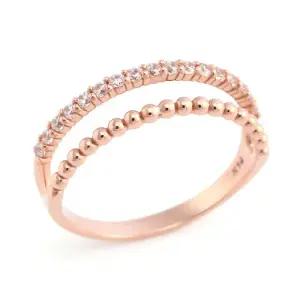 18K 볼볼테니스 큐빅 레이어드 두줄 반지 RSS21277