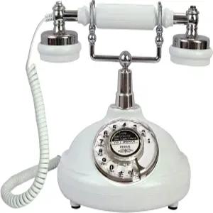 레트로 유선 전화기 텔팔 화이트 클래식 빈티지 올드 패션 /오피스 /호텔 앤티크 홈 시니어용 선물 (회전
