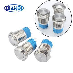 실버 황동 니켈 도금 16mm 금속 푸시 버튼 스위치   순간 no nc 3 핀 프레스 자동차