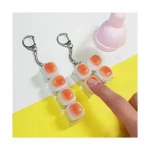 콩이네리본 모닝빵 식빵 키보드 키캡 키링 4구 딸깍이 소리 좋은 키캡 키링 가방장식 청축키보드 피젯키링