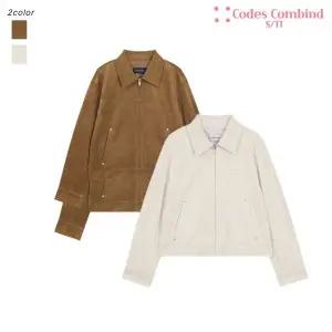 [코데즈컴바인](타임스퀘어점패션관)여성 카라넥 집업 블루종 스웨이드 숏 점퍼 자켓