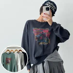 런빈티지 맨투맨 긴팔 BOX 여성 오버핏 티셔츠 (4컬러) 박시핏 빅사이즈