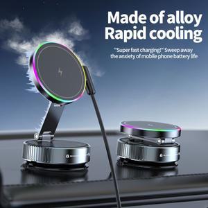 마그네틱 차량용 무선 충전기 RGB 조명 휴대폰 거치대 360도 회전 ° Magsafe iPhone 12-16 고속 충전용 진