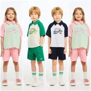 [갤러리아] 베네통키즈(26S)래글런 와플 카라 티셔츠,팬츠세트 QATS19631/QATP07631