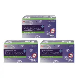 프랩스왑 알콜솜 100매 x 3개세트 소독용 에탄올 국산