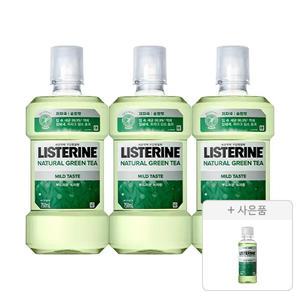 리스테린 그린티 마일드 750ml, 3개 + 증정(그린티 마일드 100ml, 1개)
