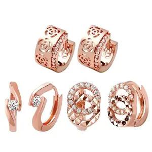 [미니아트]14K 금침 로즈골드 데일리 큐빅 원터치 링 귀걸이 3종 택1