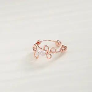 [미니아트]14KGP 아르벨 귀찌 로즈골드 데일리 엔틱 진주 링 이어커프