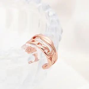 [미니아트]14KGP 므아르 귀찌 로즈골드 데일리 볼드 체인 링 이어커프