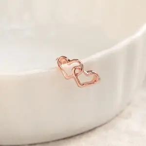 [미니아트]14KGP 더블하트 귀찌 로즈골드 데일리 하트 이어커프