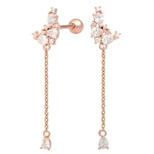 [미니아트]문라이트 14K 금침 로즈골드 데일리 달 큐빅 체인 드롭 피어싱 / 이너컨츠 귓바퀴 트라거스 연