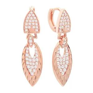 [미니아트]펠러스 14K 금침 로즈골드 컷팅 리프 드롭 큐빅 ?터치링 귀걸이