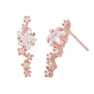 [미니아트]14K 금침 큐빅 별 스틱 로즈골드 일자침 귀걸이