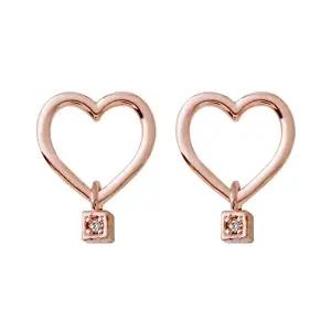 [미니아트]14K 금침 하트 로즈골드 일자침 귀걸이