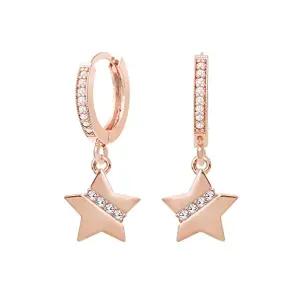 [미니아트]14K 금침 큐빅 별 드롭 로즈골드 원터치 링 귀걸이