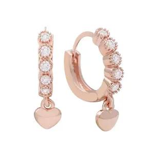 [미니아트]14K 금침 하트 드롭 로즈골드 큐빅 원터치 링 귀걸이