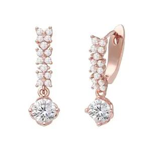 [미니아트]14K 금침 큐빅 드롭 로즈골드 큐빅 꽃 원터치 링 귀걸이