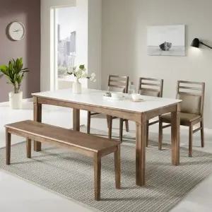 [에보니아] 비알 통세라믹 6인용 식탁세트 (테이블1+의자3+벤치1) [수도권무료배송]