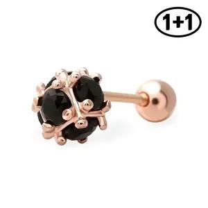 [미니아트][1+1] 허니블랙 14K 금침 큐빅볼 피어싱