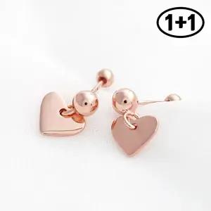 [미니아트][1+1] 드롭하트 14K 금침 하트 피어싱