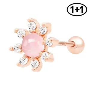 [미니아트][1+1] 로즈 코랄 14K 금침 로즈골드 데일리 꽃 피어싱