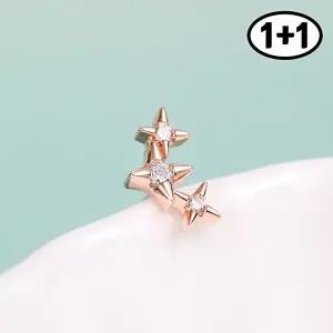 [미니아트][1+1] 트윙클 14K 금침 로즈골드 데일리 큐빅 별 피어싱