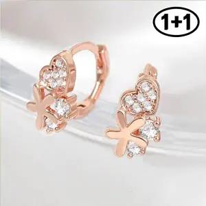 [미니아트][1+1] 젤리아 14K 금침 로즈골드 귀찌 큐빅 하트 데일리 링 피어싱