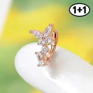 [미니아트][1+1] 블로썸 14K 금침 로즈골드 귀찌 큐빅 꽃 데일리 링 피어싱