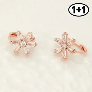 [미니아트][1+1] 눈꽃 14K 금침 로즈골드 귀찌 플라워 데일리 링 피어싱