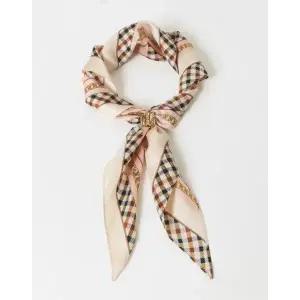 [롯데백화점]닥스 액세서리 [선물포장][SILK100]베이지 체인프린트 삼각스카프&링 세트 DCSC2F825