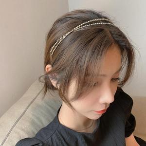 [리더스]  더블 스트랩  골드 비즈 여성 큐빅 머리띠