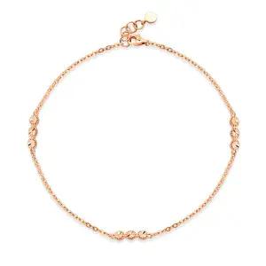 [비앤비골드] 18K 밀그레인 컷팅볼 함마링체인 발찌 NPA40214