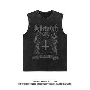 남자 민소매 나시 티셔츠 고가 힙합 워싱 구제 민소매티셔츠 남