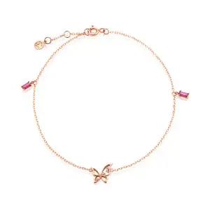 [비앤비골드] 14K 탄생석 루비 나비 큐빅 발찌 SCA38273