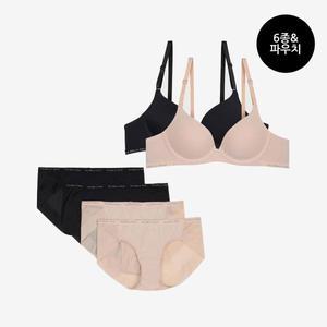 [휠라 언더웨어] 베이직 와이어 브라 팬티 6종 PACK (FI4BAF1496F_SKN)