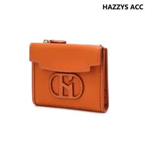 [롯데백화점]헤지스ACC 오렌지 H패치 소가죽 탑지퍼 반지갑 HIWA4E544O2