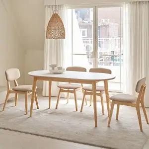 [에몬스]세라드 라운드 1600 4인 6인용 세라믹 식탁세트 (의자4포함)