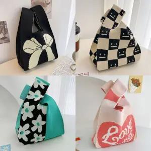 [더봉][7가지패턴] 니트 미니 토트백미니백