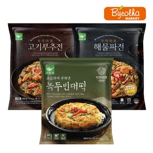 사옹원 3종 세트 (프리미엄 해물파전 300g + 프리미엄 고기부추전 300g + 부침명장 녹두 빈대떡 400g) 명절 설 추석 제사 음식 요리 막걸리 안주 간식