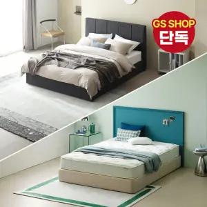 [지누스침대][K] 매든 저상형 다크그레이 침대SET / 그린티 에어 하이브리드 25cm 침대 세트 프레임 킹
